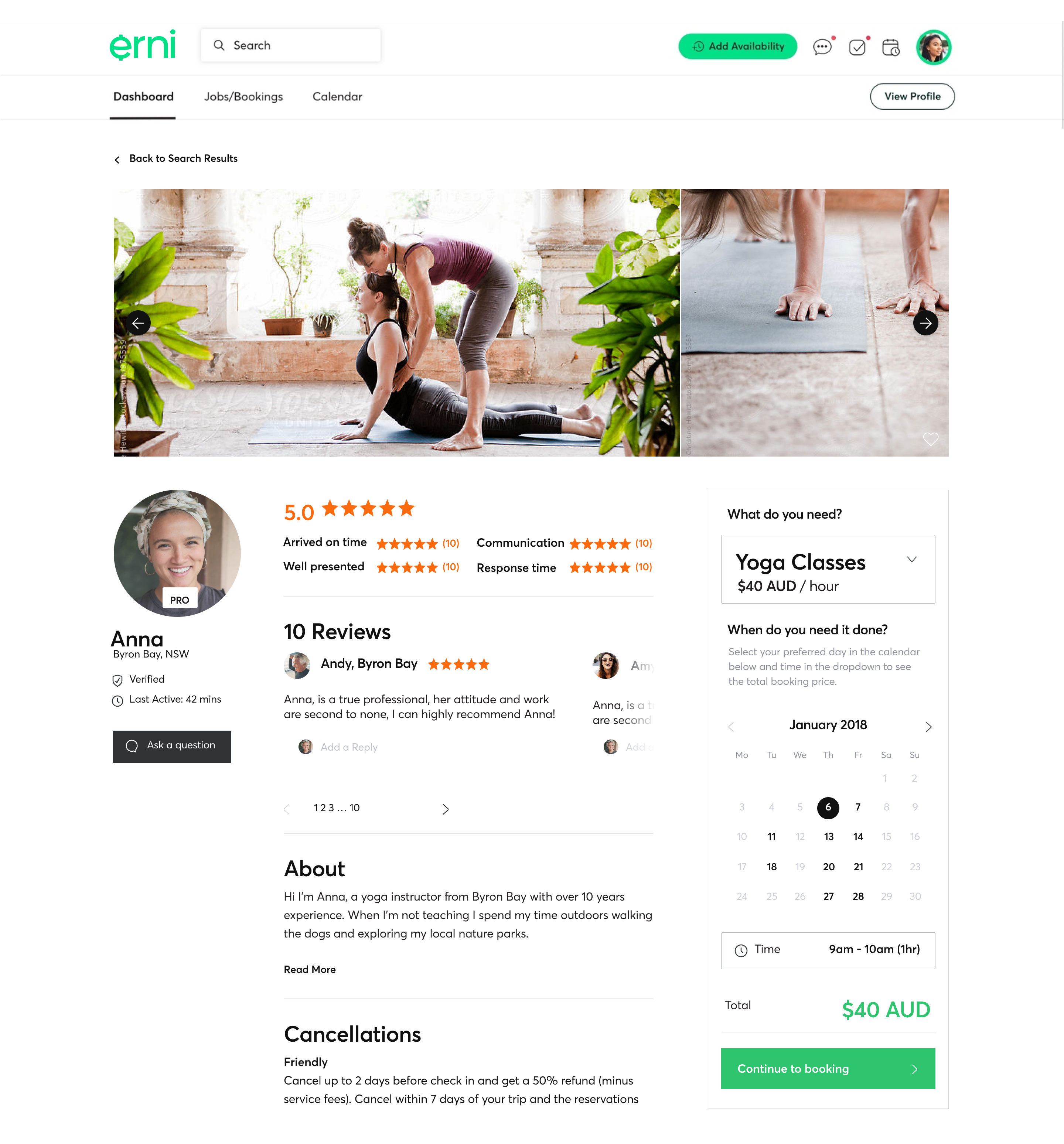 Erni web platform screenshot