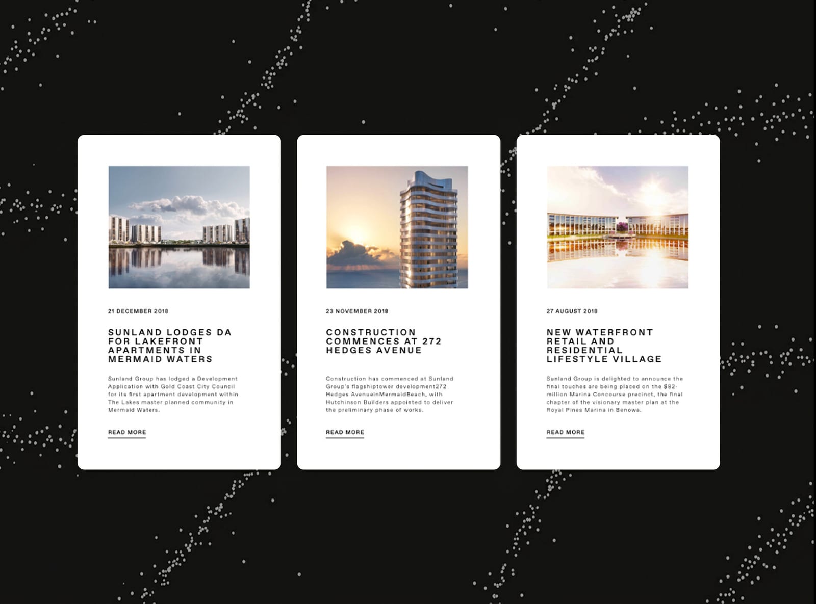 Sunland UI library — news cards
